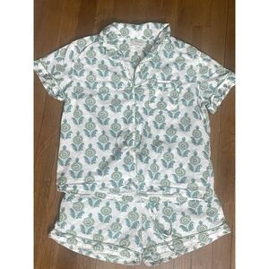Crafted by Mahogany Pajama Set Short Sleeve 100% Cotton Pineapple Flower Size S
